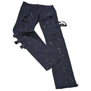 NWT Men's KDNK Black Paint Splatter Distressed Skinny Skater Pants